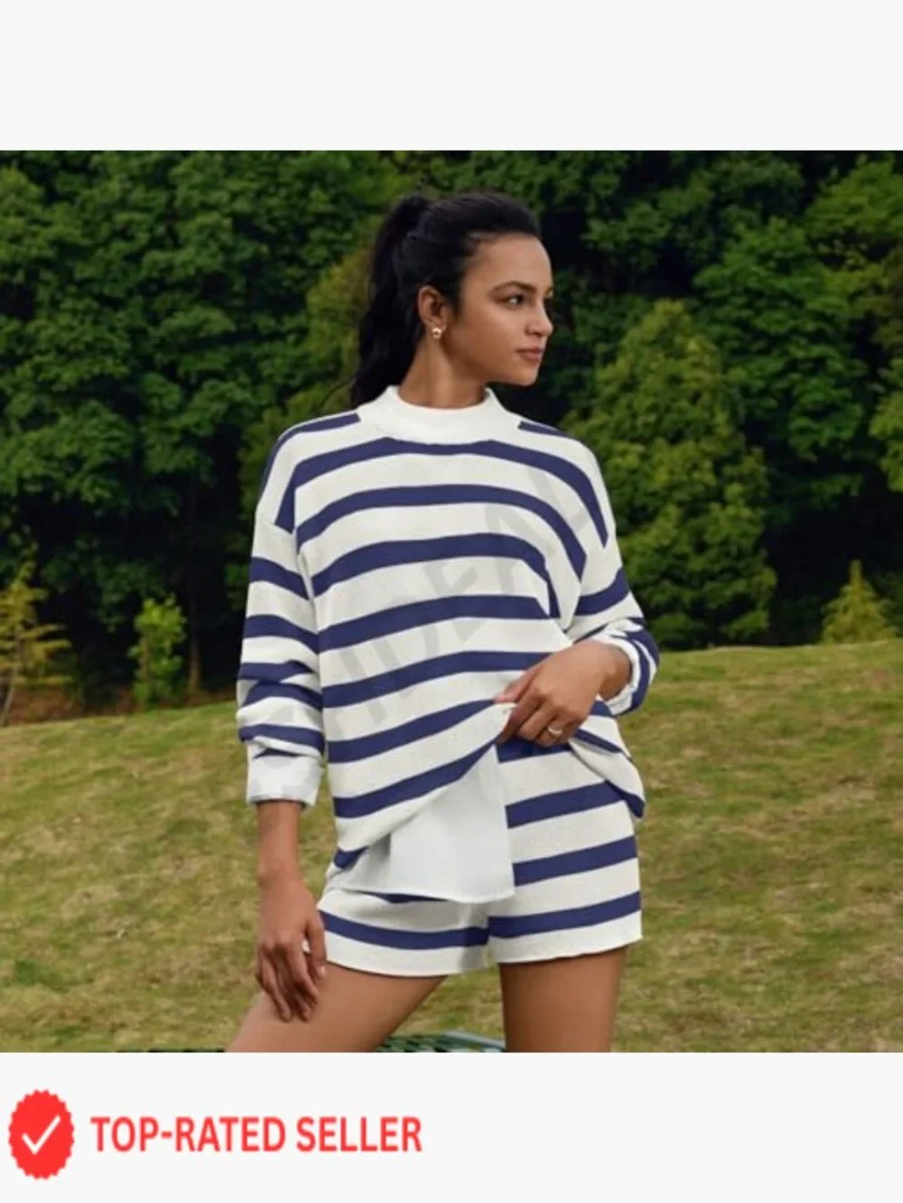 Oversized Sweater Lounge Set 2 Piece Matching Pajama Set Long Sleeve Crew Neck